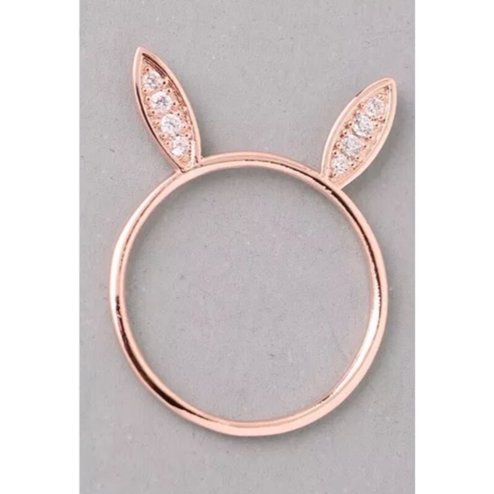 NWT Rose Gold Pave Bunny Rabbit Ears Ring Size:6